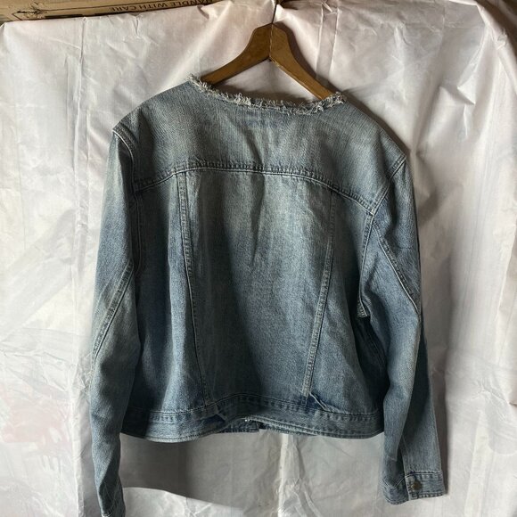 Chaps, Mens collarless Denim Jean Jacket, size L - Picture 3 of 3